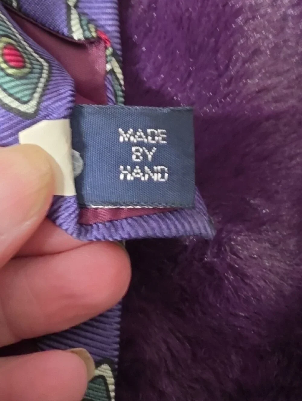 Polo by Ralph Lauren Purple Silk Tie with Green and Red Diamond Motifs